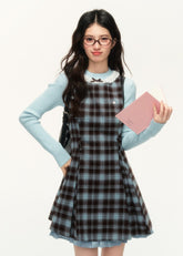 Preppy Plaid A-Line Vest Dress